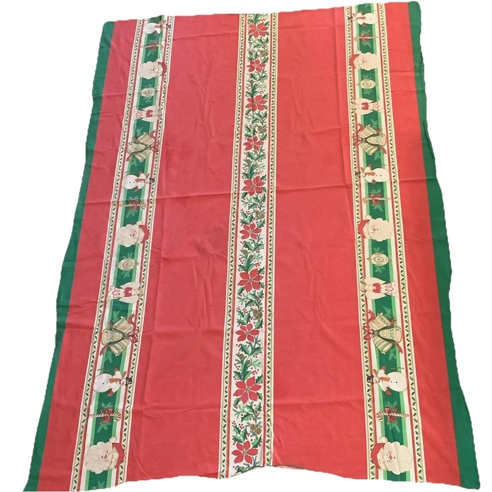 Vintage 60’s Holidays Christmas Themes Easy Iron Cotton Tablecloth  (58 X 82)